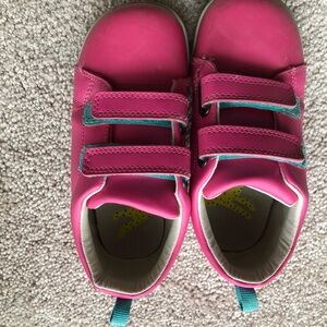 Toddler Bright Pink Velcro Sneakers with Teal Accents